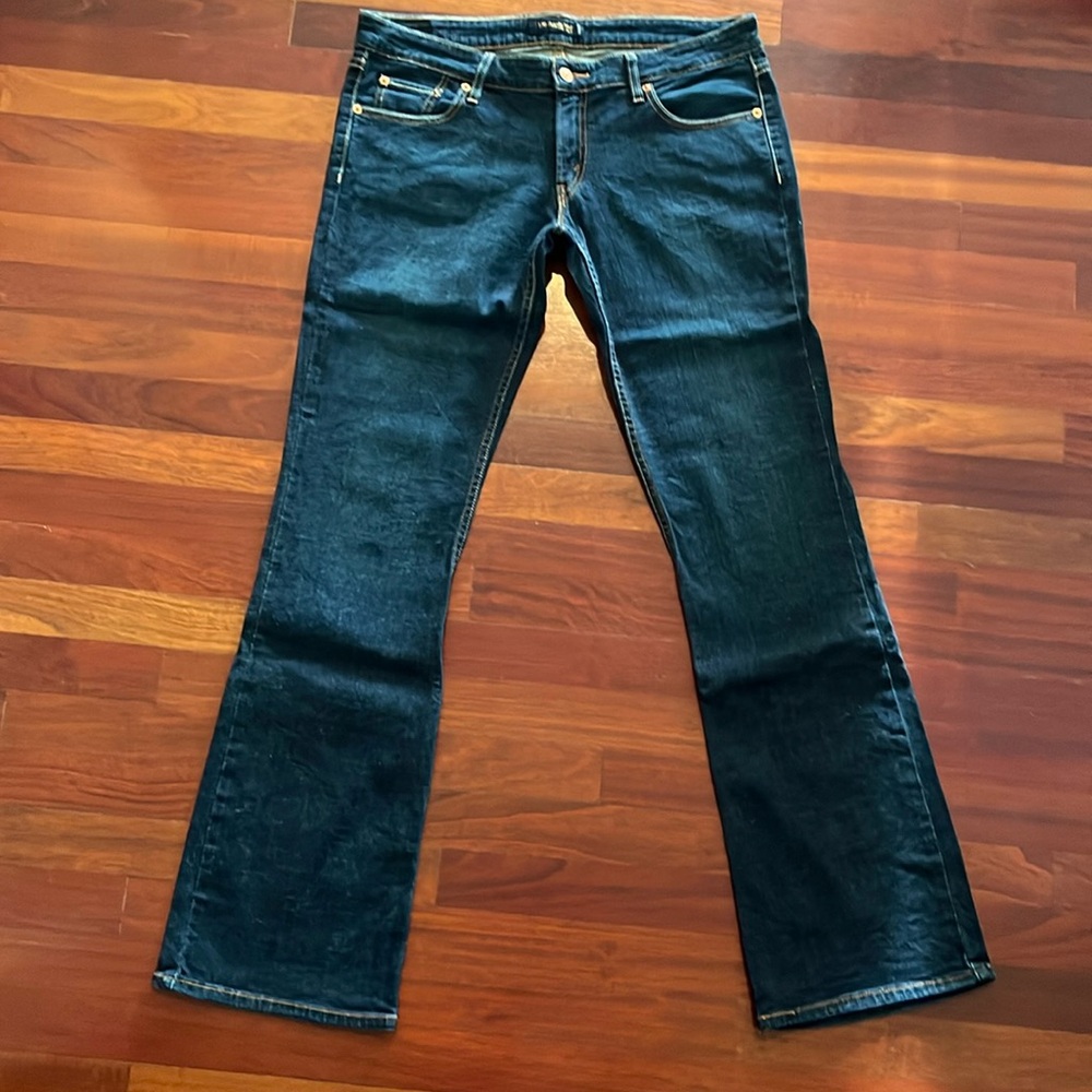 Womens 13 long 524 Levi’s too superlow boot cut jeans dark (actually 35 x 33.5)